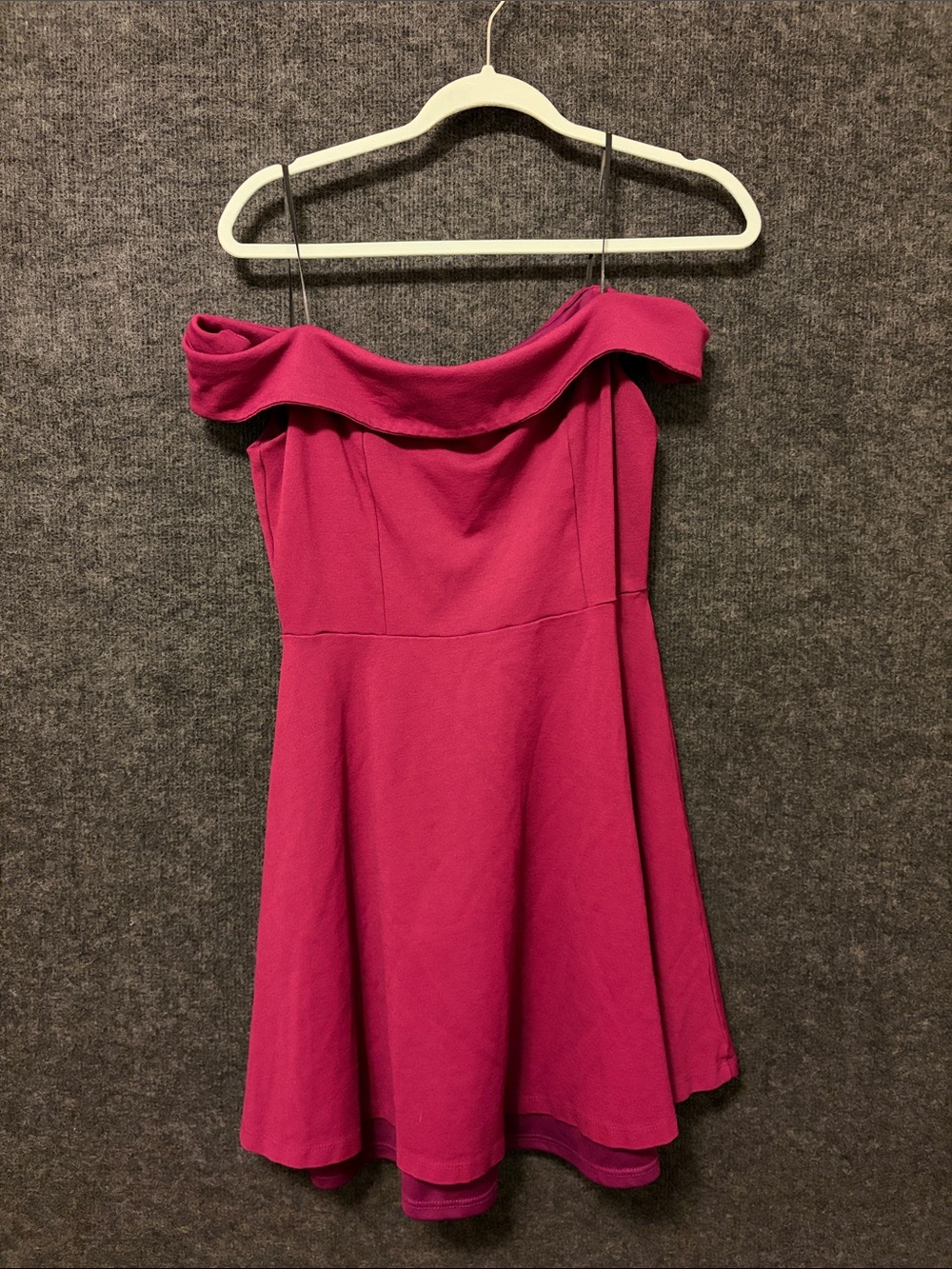 Lulu's One-Shoulder Fuchsia Skater Dress
